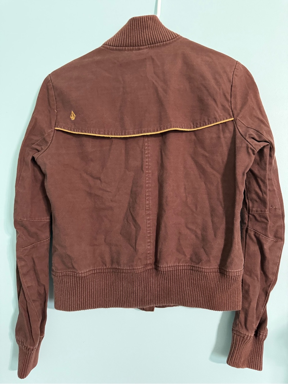 Volcom Women's Brown Bomber Jacket with Contrast Piping